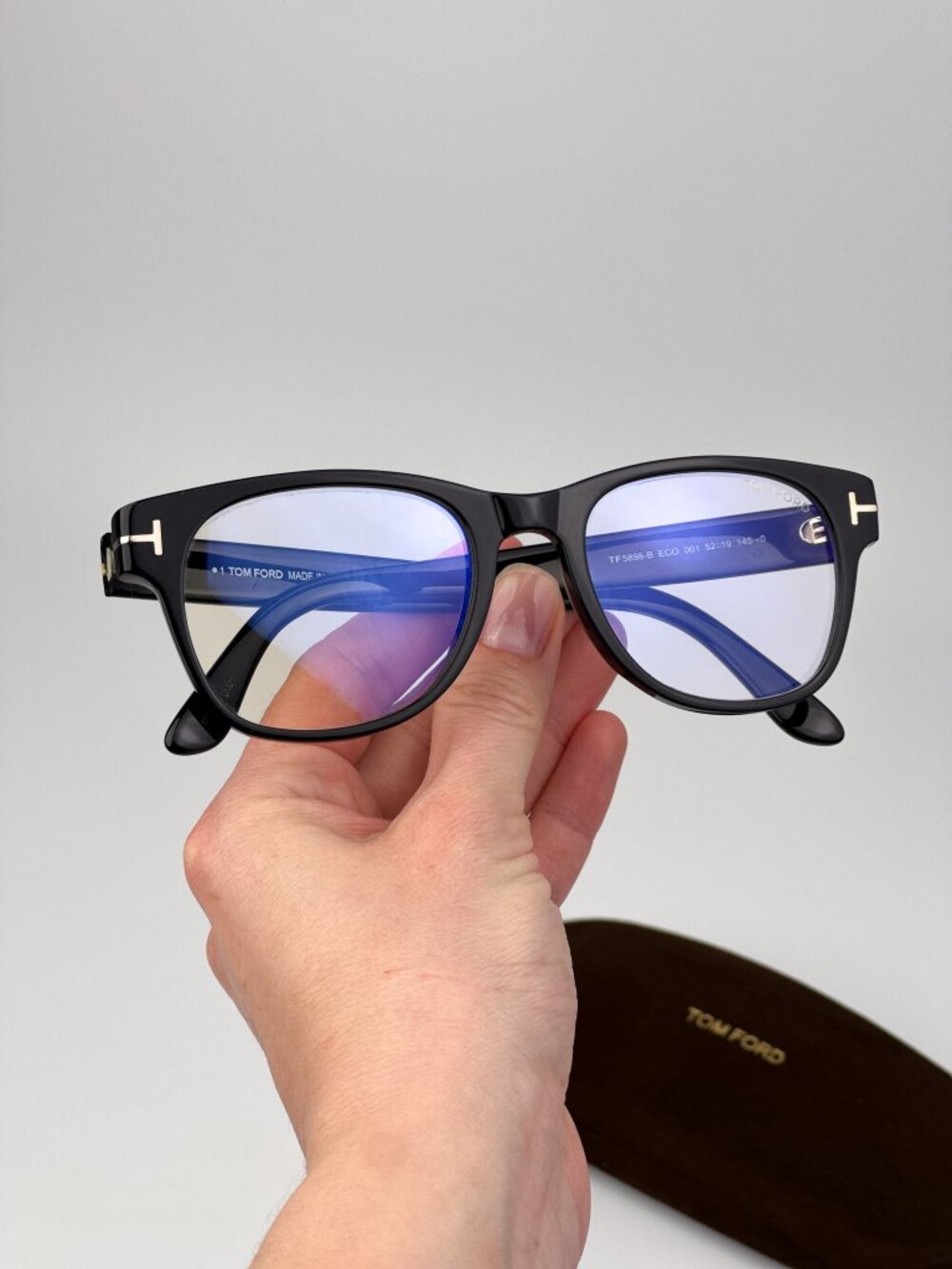 Tom Ford Men’s Eyeglasses Black Square FT5898-B 001 Blue Light Block